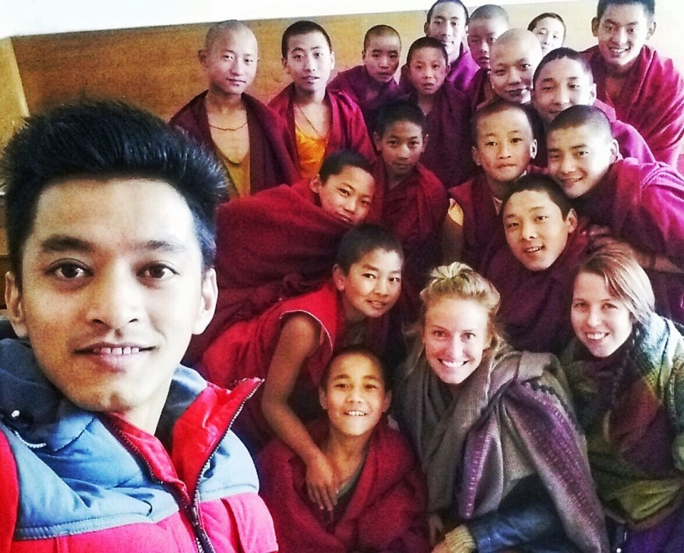 With novice monks at Tawang Monastery, Arunachal Pradesh