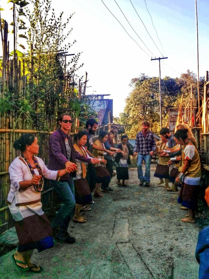 Joining in an Apatani dance